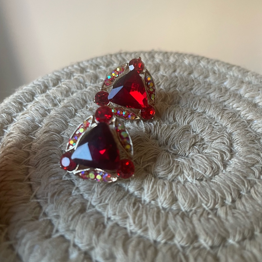 Elegant Red Gemstone Earrings
